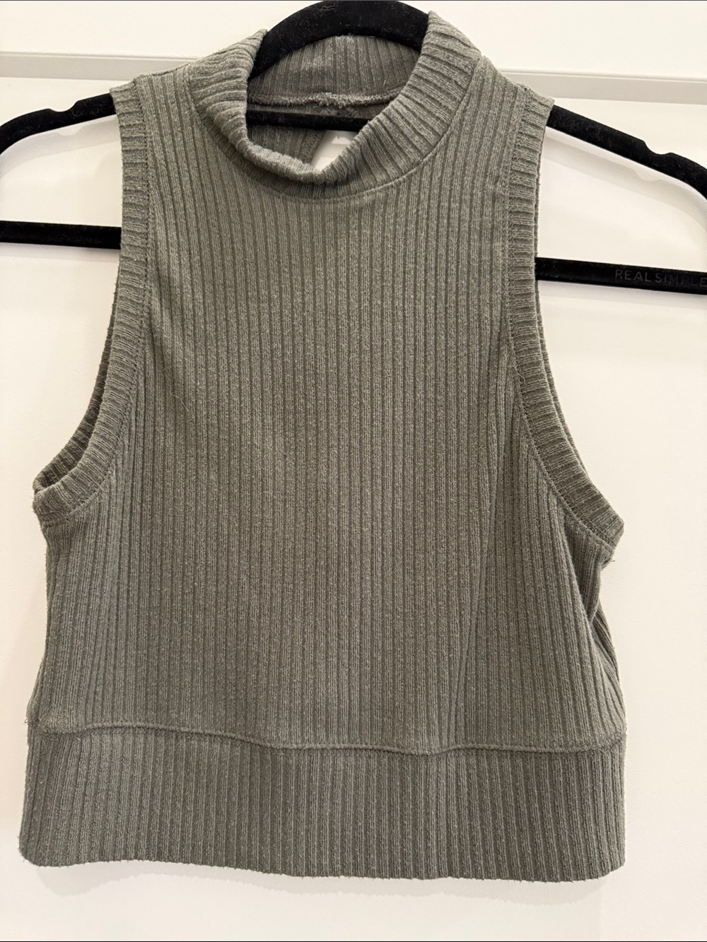 Abercrombie & Fitch Ribbed Mock Neck Tank - Olive
